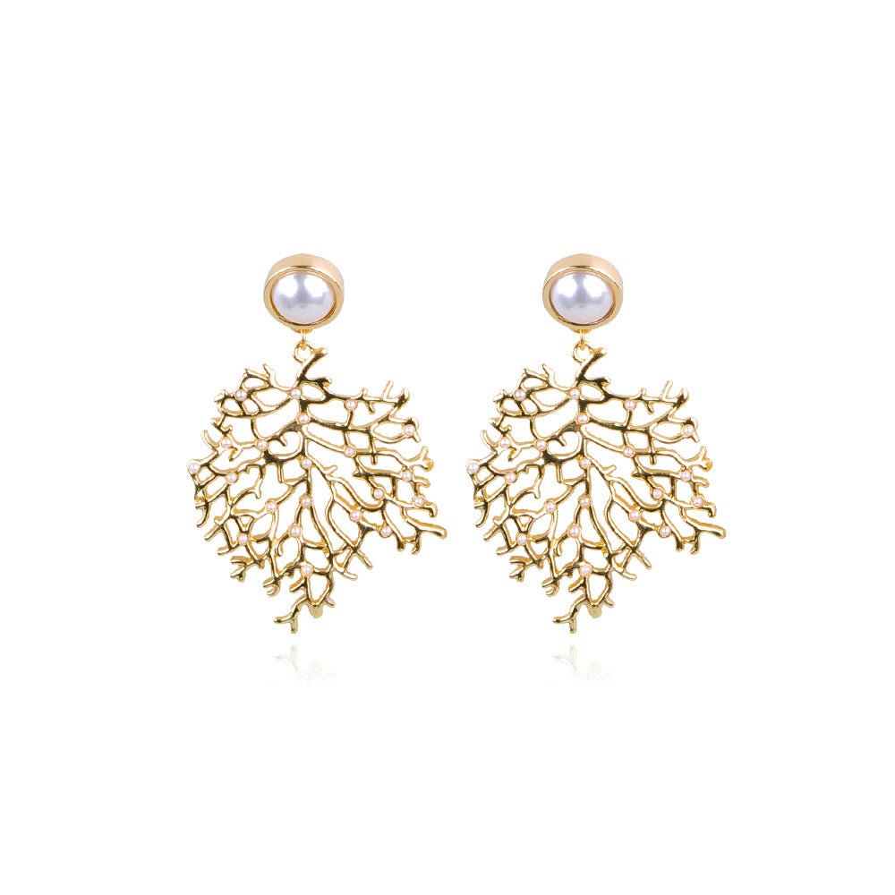 Boucles d'Oreilles en Alliage en Forme de Corail pour Femmes - Allomarc.com