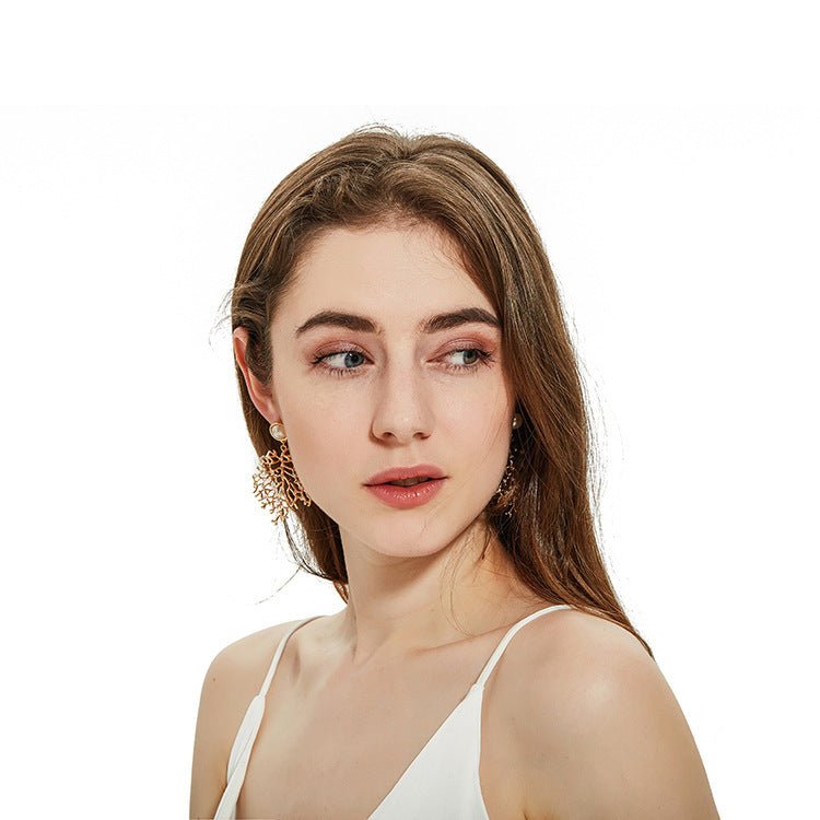 Boucles d'Oreilles en Alliage en Forme de Corail pour Femmes - Allomarc.com