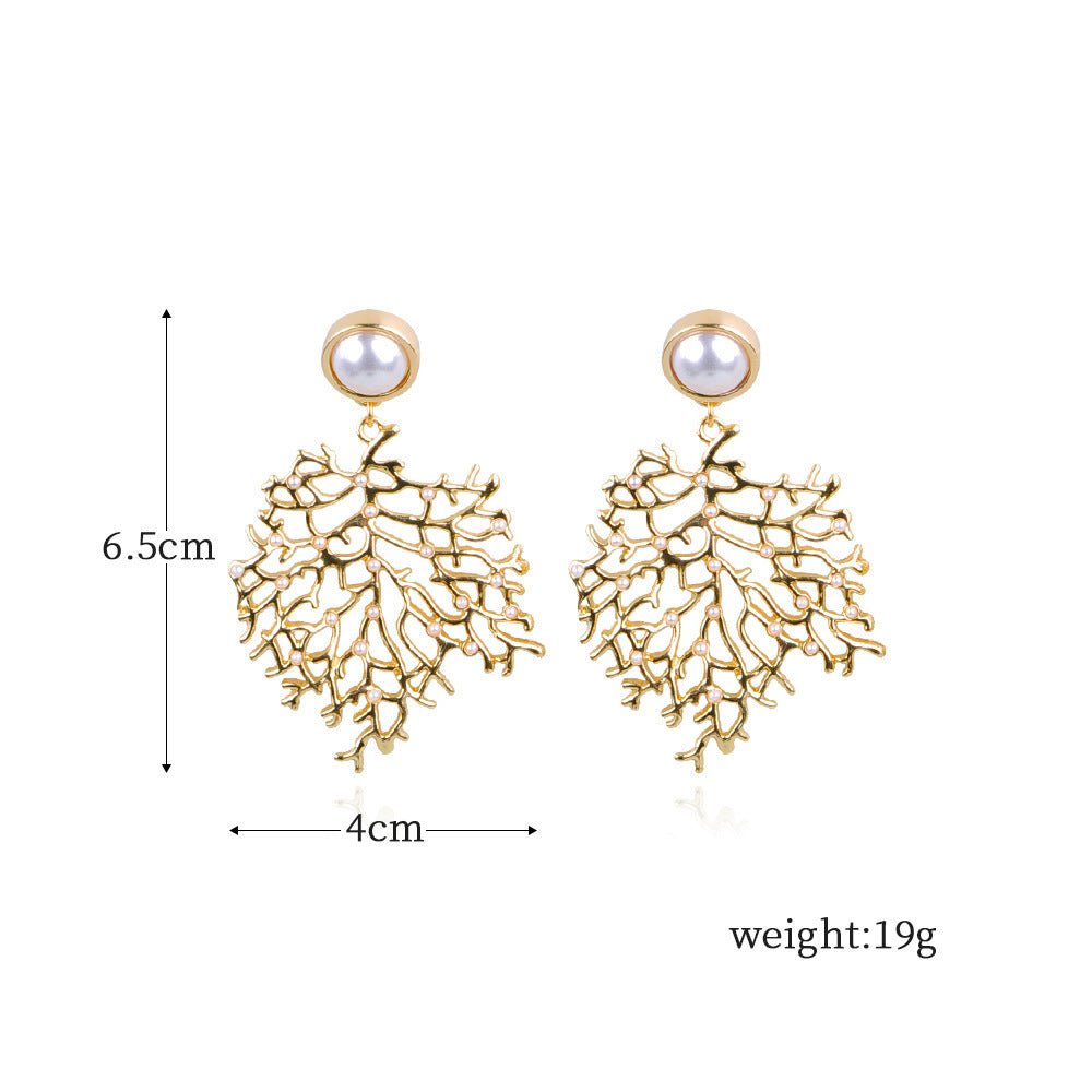 Boucles d'Oreilles en Alliage en Forme de Corail pour Femmes - Allomarc.com
