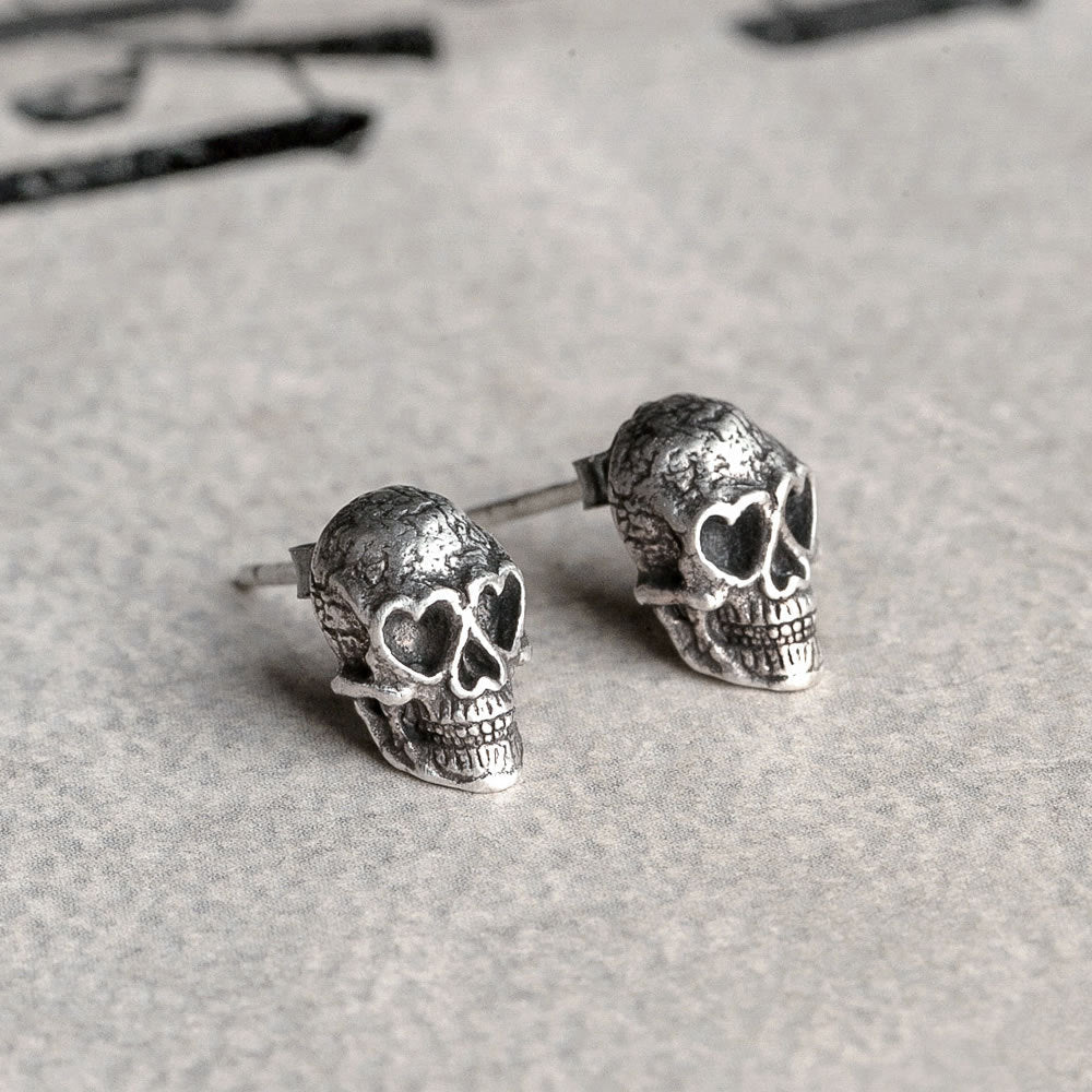 Boucles d'oreilles en argent sterling S925 avec crâne à la mode - Allomarc.com