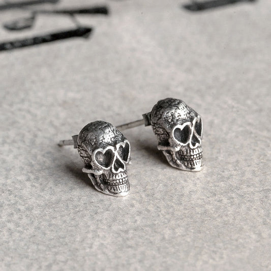 Boucles d'oreilles en argent sterling S925 avec crâne à la mode - Allomarc.com