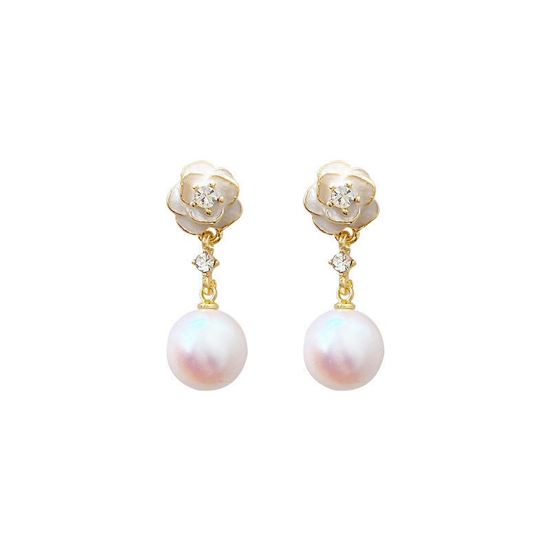Boucles d'oreilles en perle de fleur de camélia pour femmes - Allomarc.com