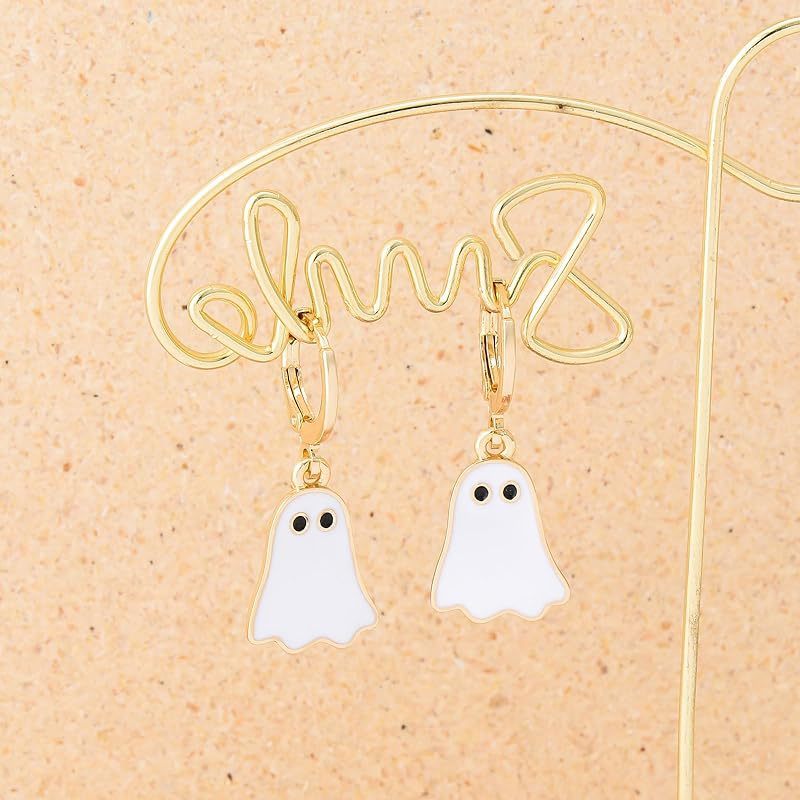 Boucles d'Oreilles Fantômes Halloween en Or pour Femmes - Boucles Huggie Hoop - Allomarc.com