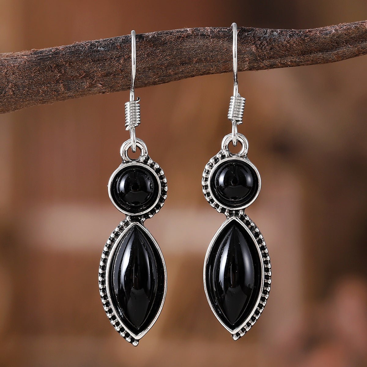 Boucles d'oreilles pendantes vintage en pierres précieuses – Style bohème - Allomarc.com