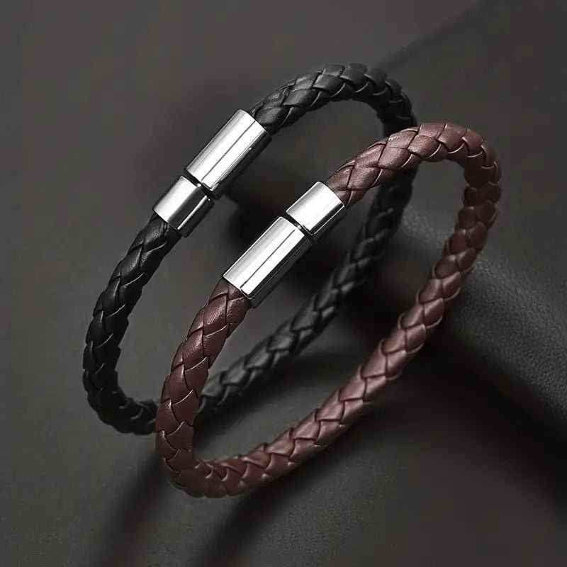 Bracelet en Cuir Tressé PU Simple et Décontracté - Allomarc.com
