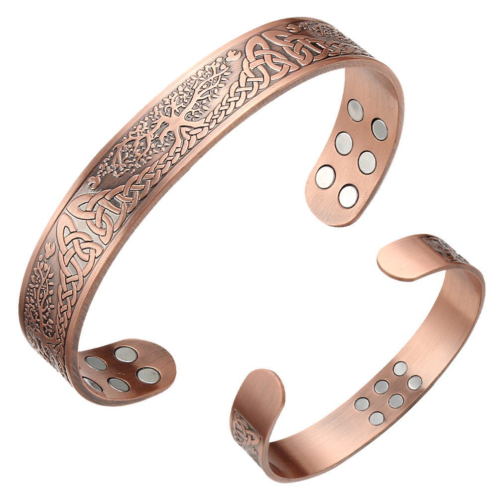 Bracelet Magnétique en Cuivre Pur Énergie Arbre de Chance Rétro - Allomarc.com