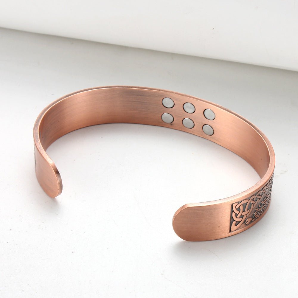 Bracelet Magnétique en Cuivre Pur Énergie Arbre de Chance Rétro - Allomarc.com