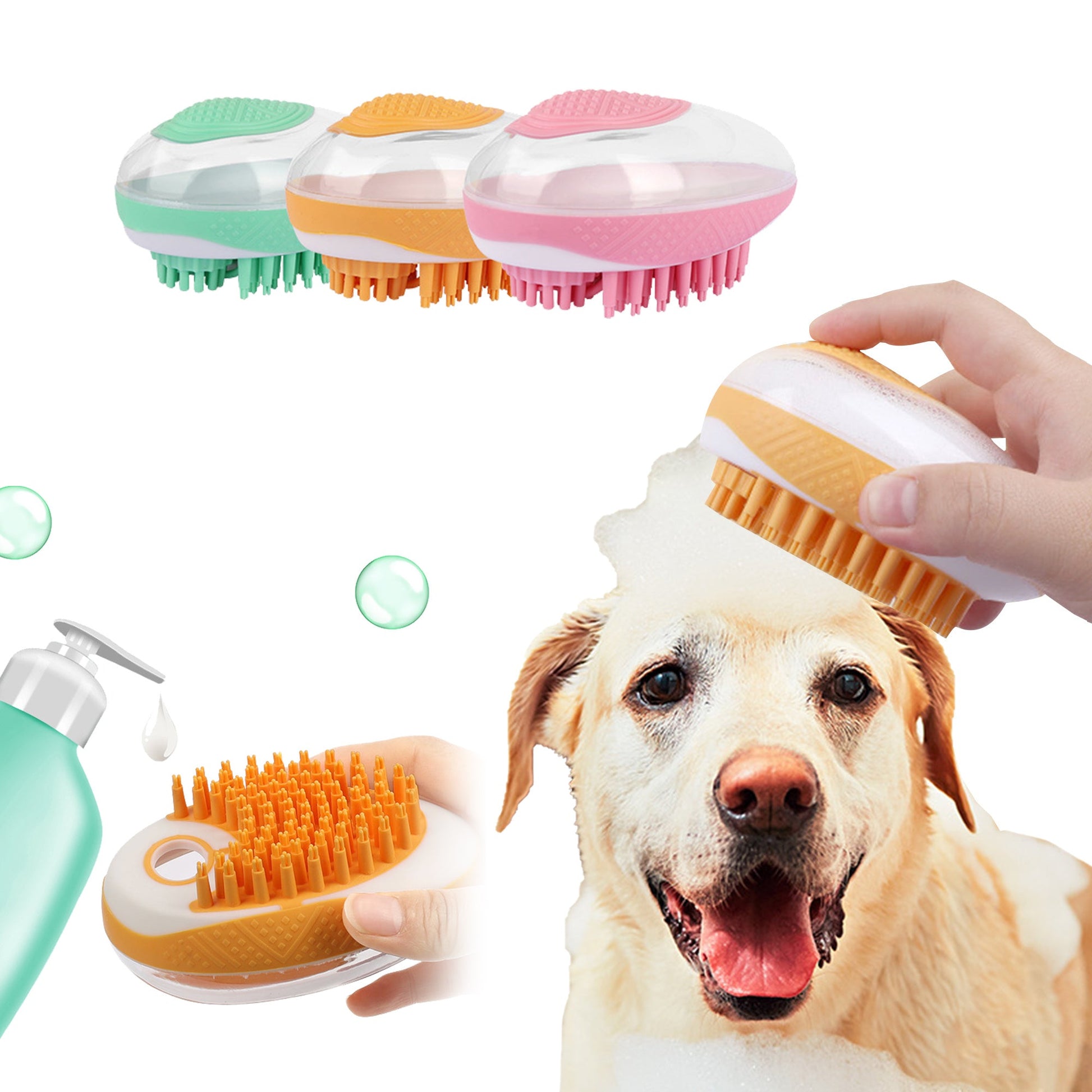 Brosse de Bain 2 - en - 1 pour Chiens et Chats - Outil de Nettoyage en Silicone - Allomarc.com