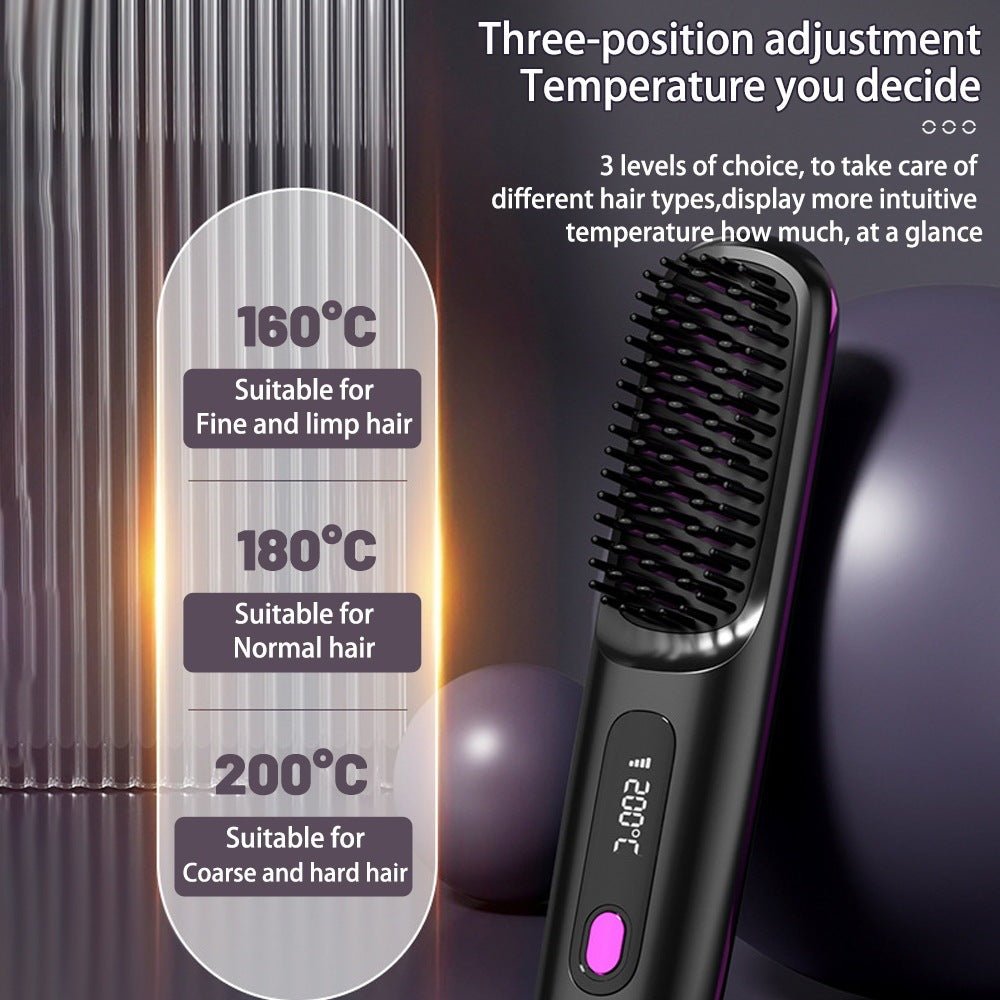 Brosse Lissante 2 en 1 sans Fil pour Cheveux - Fer à Lisser et Boucleur Portable avec Charge USB - Allomarc.com