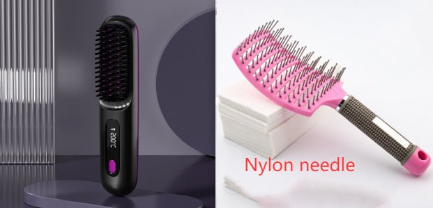 Brosse Lissante 2 en 1 sans Fil pour Cheveux - Fer à Lisser et Boucleur Portable avec Charge USB - Allomarc.com