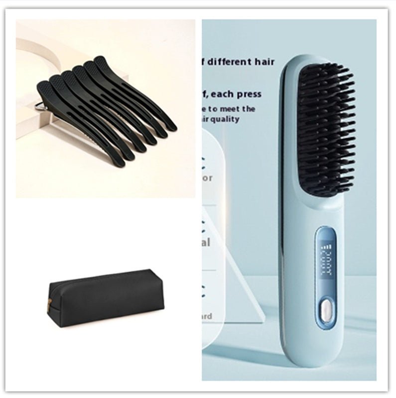 Brosse Lissante 2 en 1 sans Fil pour Cheveux - Fer à Lisser et Boucleur Portable avec Charge USB - Allomarc.com