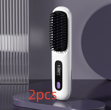 Brosse Lissante 2 en 1 sans Fil pour Cheveux - Fer à Lisser et Boucleur Portable avec Charge USB - Allomarc.com