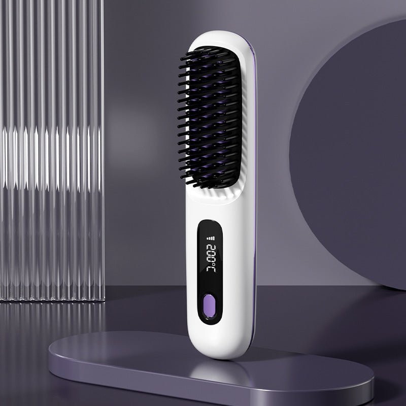 Brosse Lissante 2 en 1 sans Fil pour Cheveux - Fer à Lisser et Boucleur Portable avec Charge USB - Allomarc.com