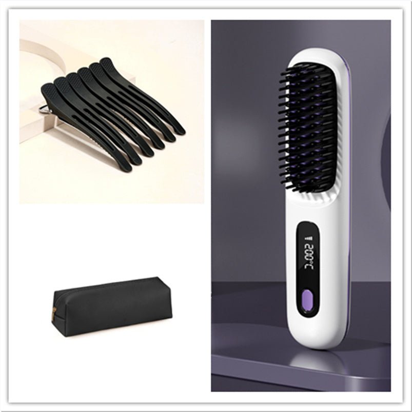 Brosse Lissante 2 en 1 sans Fil pour Cheveux - Fer à Lisser et Boucleur Portable avec Charge USB - Allomarc.com