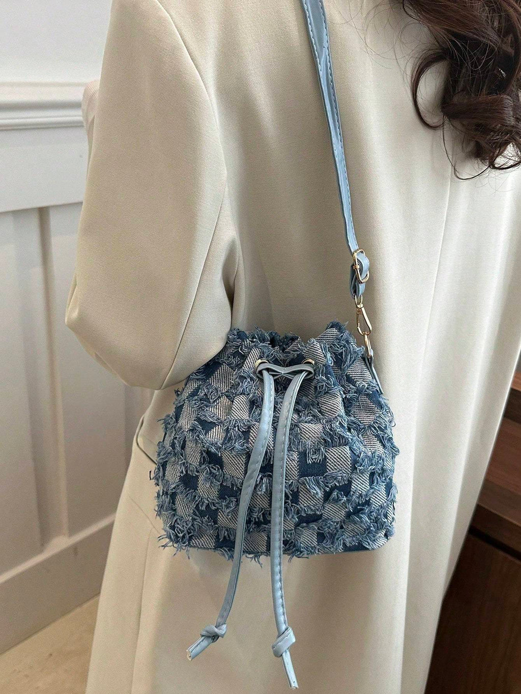 Sac à bandoulière mode grande capacité pour femme - Sac seau décontracté portable