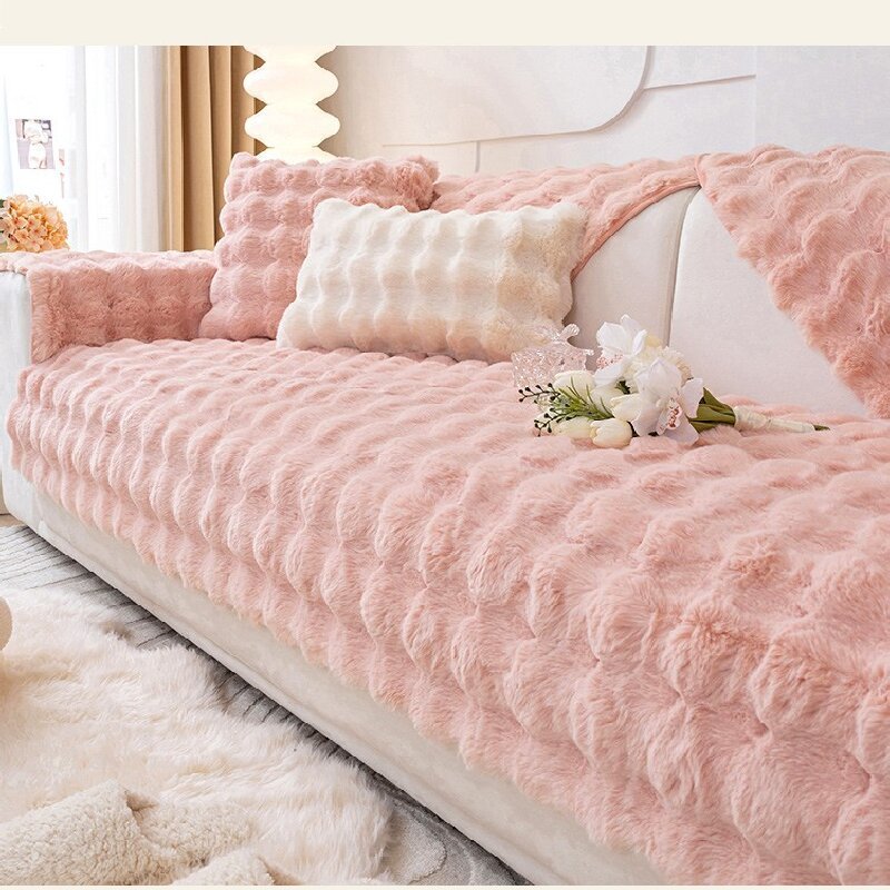 Coussin de canapé moderne en peluche épaisse d'hiver en lapin