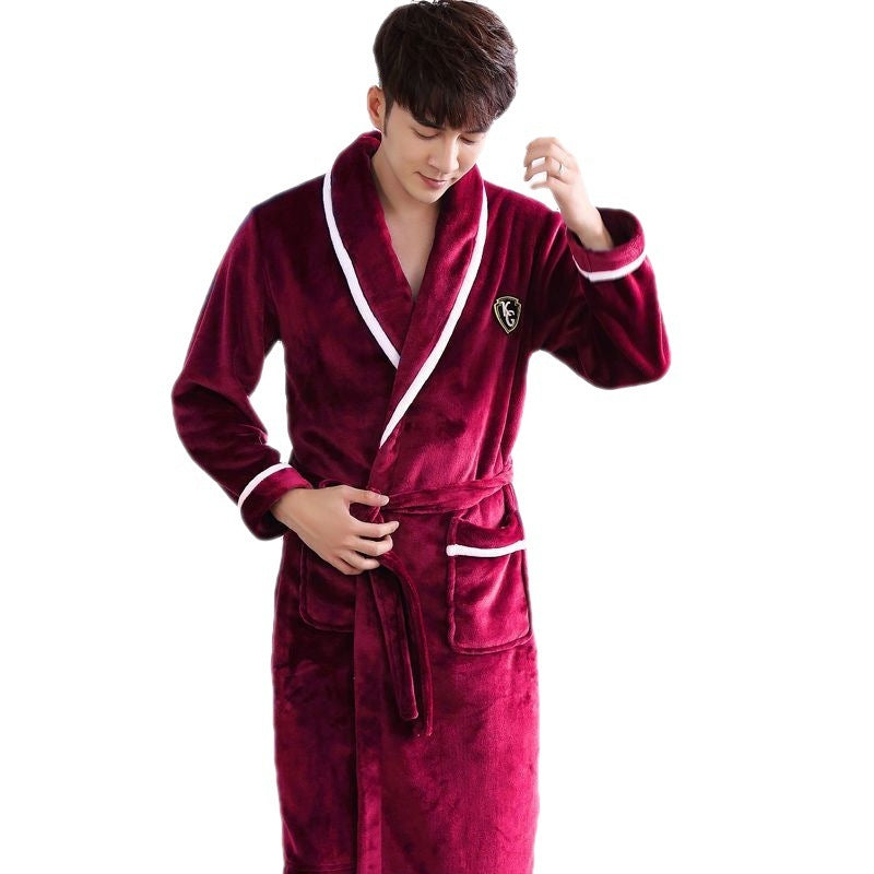 Peignoir Long en Flanelle Épais pour Hommes