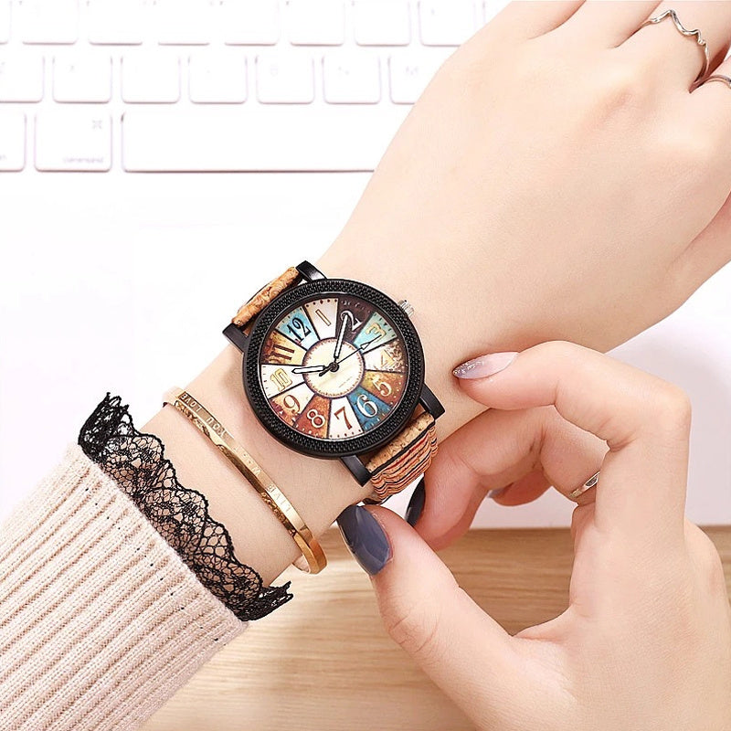 Montre Bracelet Femme en Cuir Vintage Quartz - Idéal Cadeau