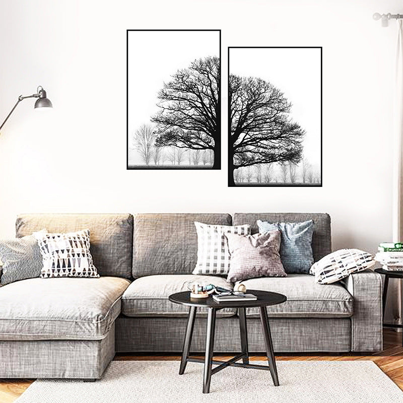 Peinture Décorative Moderne Canapé Hiver Noir et Blanc