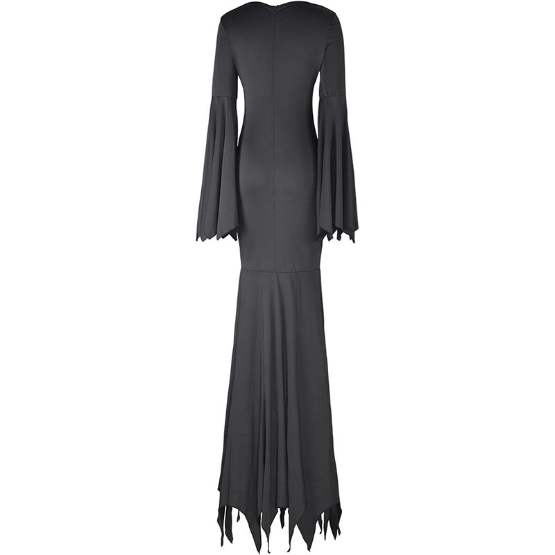 Robe Gothique Noire Femme avec Manches Chauve-Souris pour Halloween