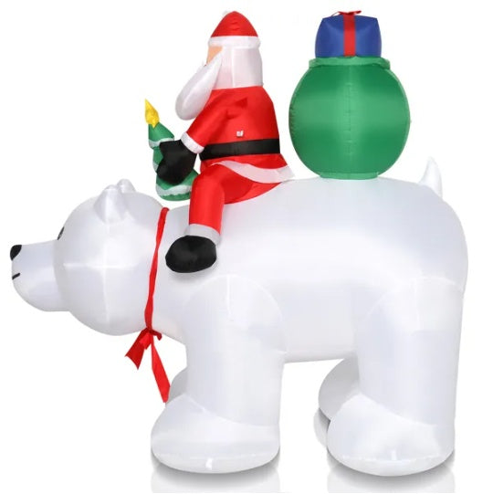 Décoration de Noël Santa Claus sur un ours polaire - Lumières LED 7pcs 6ft 15W
