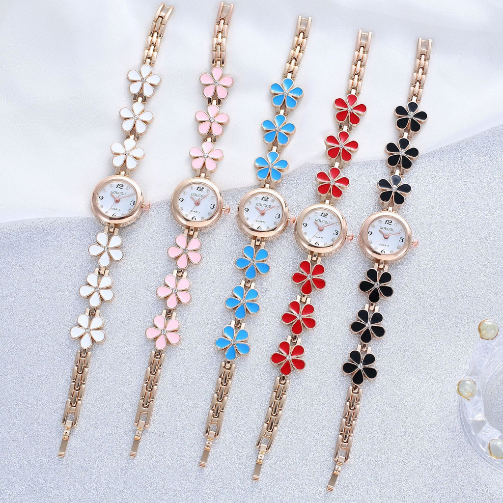 Montre Bracelet Femme à Motif Pétale en Quartz