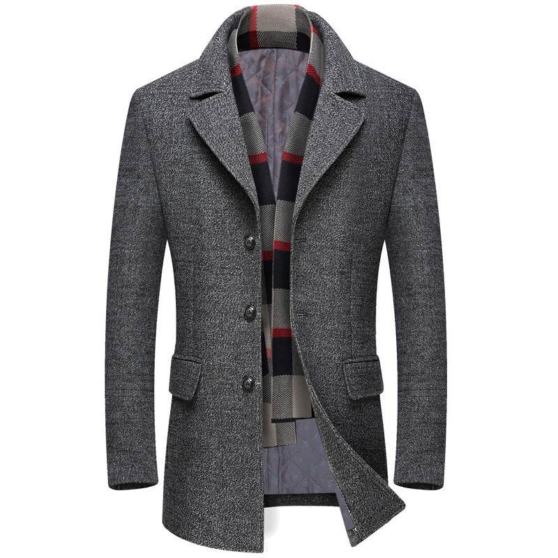 Manteau Mi-Long en Laine à Col Revers pour Homme - Allomarc.com