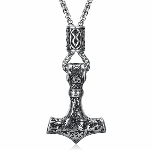 Pendentif en Forme de Marteau Rune Viking Nordique pour Homme