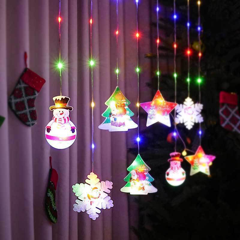 Guirlande Lumineuse de Noël avec Voile Peint - Lumière Ambiante