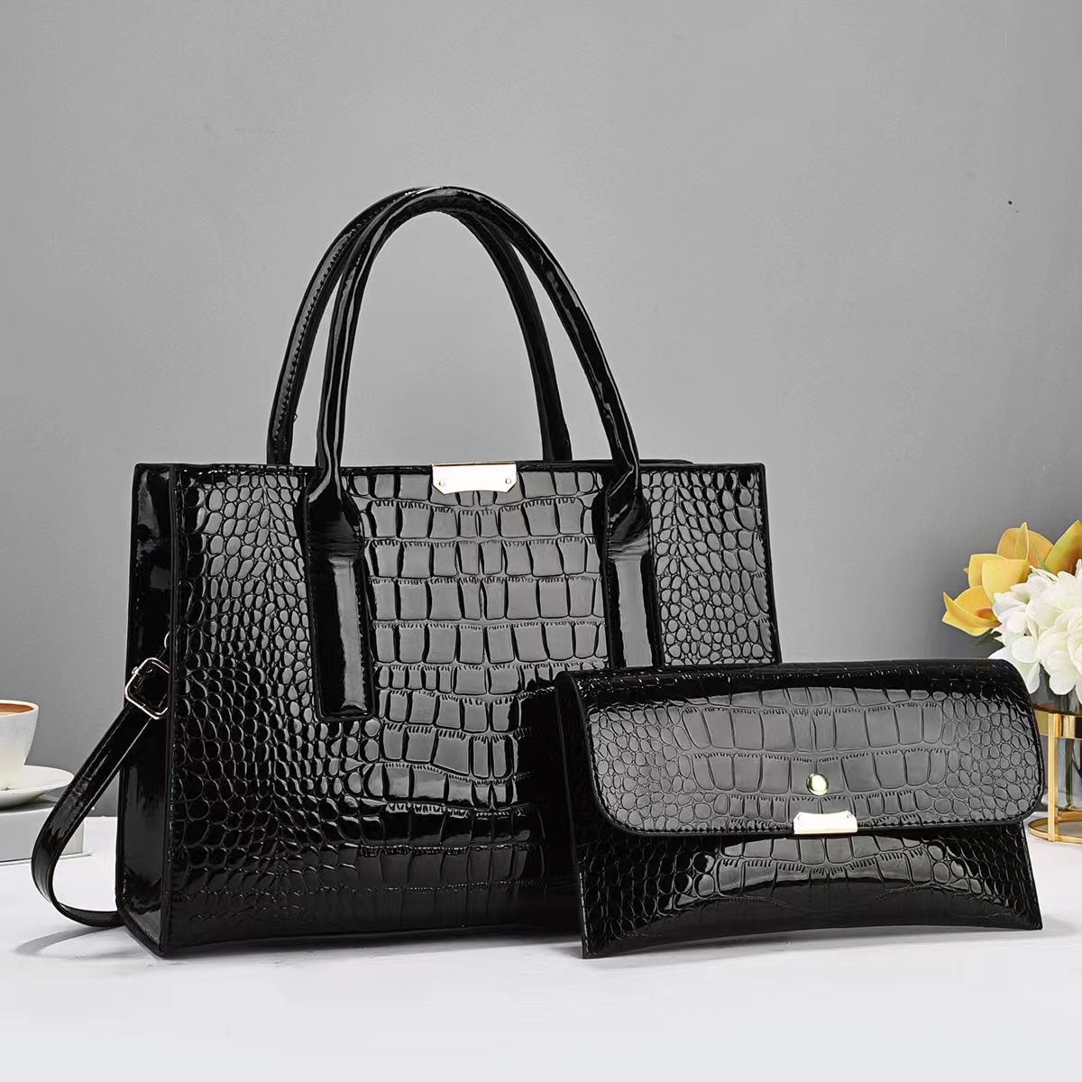Sac à bandoulière tendance pour mère et enfant avec motif en pierre