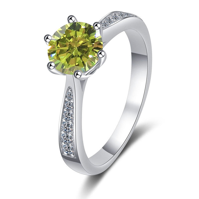Bague en Moissanite Classique à Six Griffes en Argent S925
