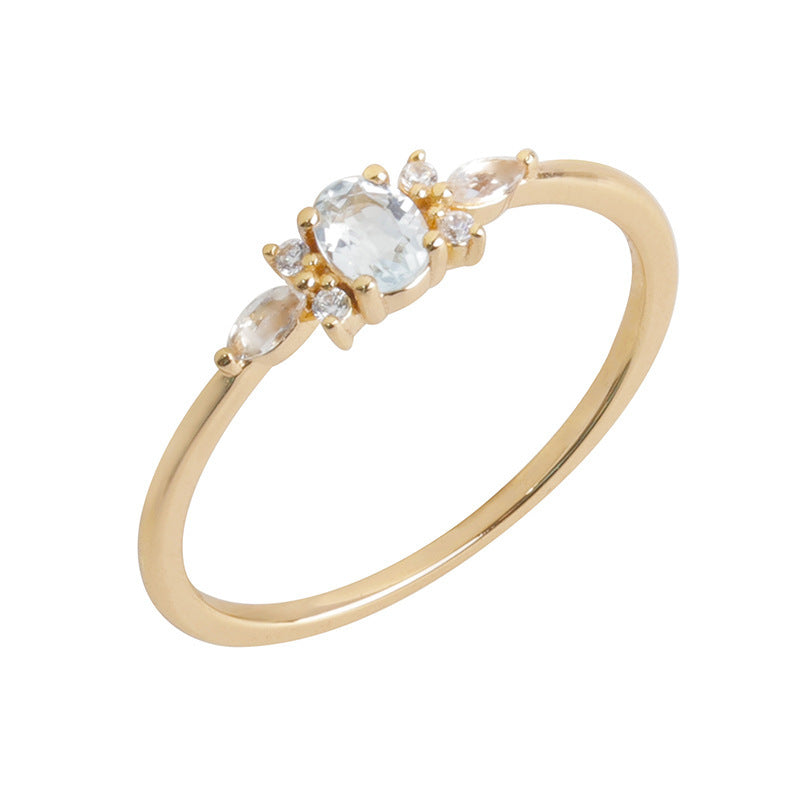 Bague en Argent S925 pour Femmes Couleur Bleu Ciel