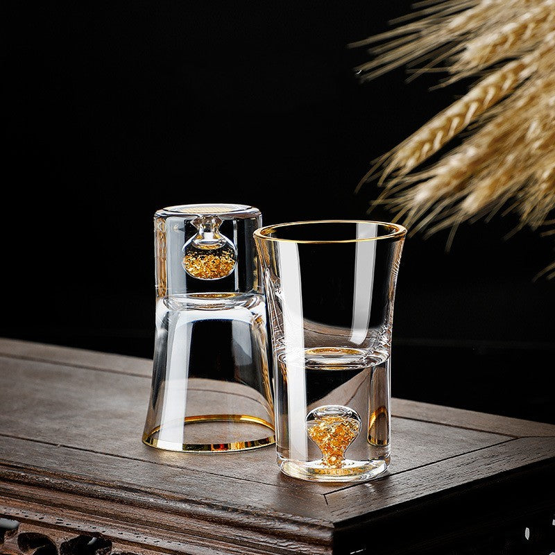 Gobelet à Shot en Verre Cristal avec Diviseur en Feuille d'Or