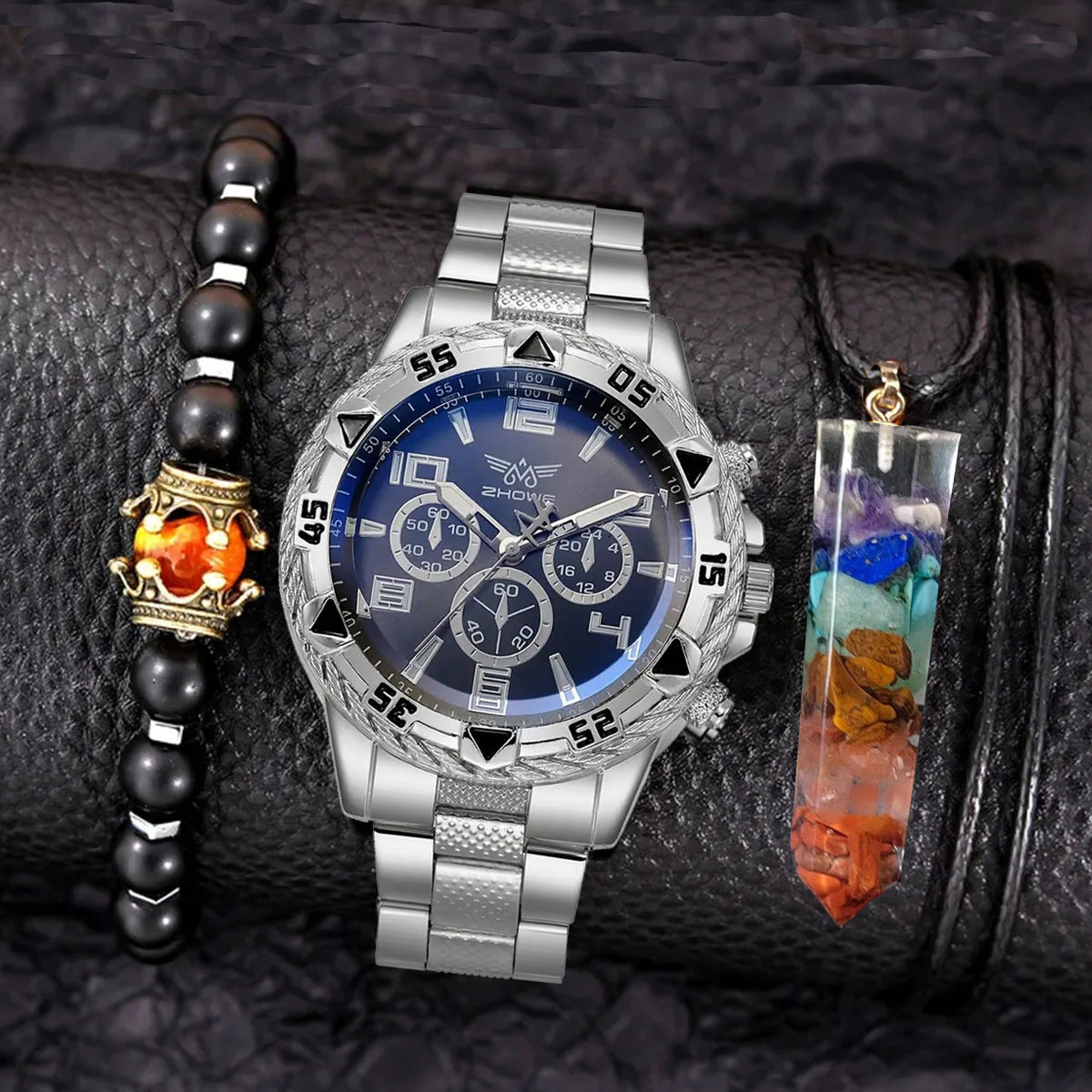 Montre Quartz Créative à Grand Cadran avec Trois Aiguilles en Acier