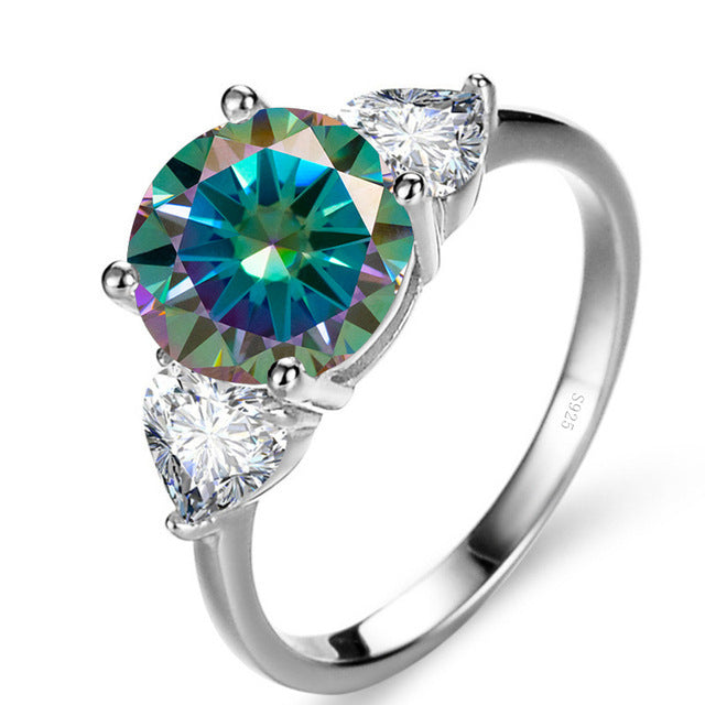 Bague de Mariage de Luxe en Argent Sterling avec Moissanite 3 Karats pour Femme