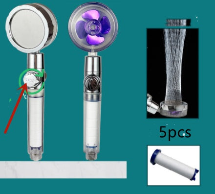 Douchette Turbo Propeller Économiseur d'Eau Haute Pression 360 Degrés avec Extension de Ventilateur