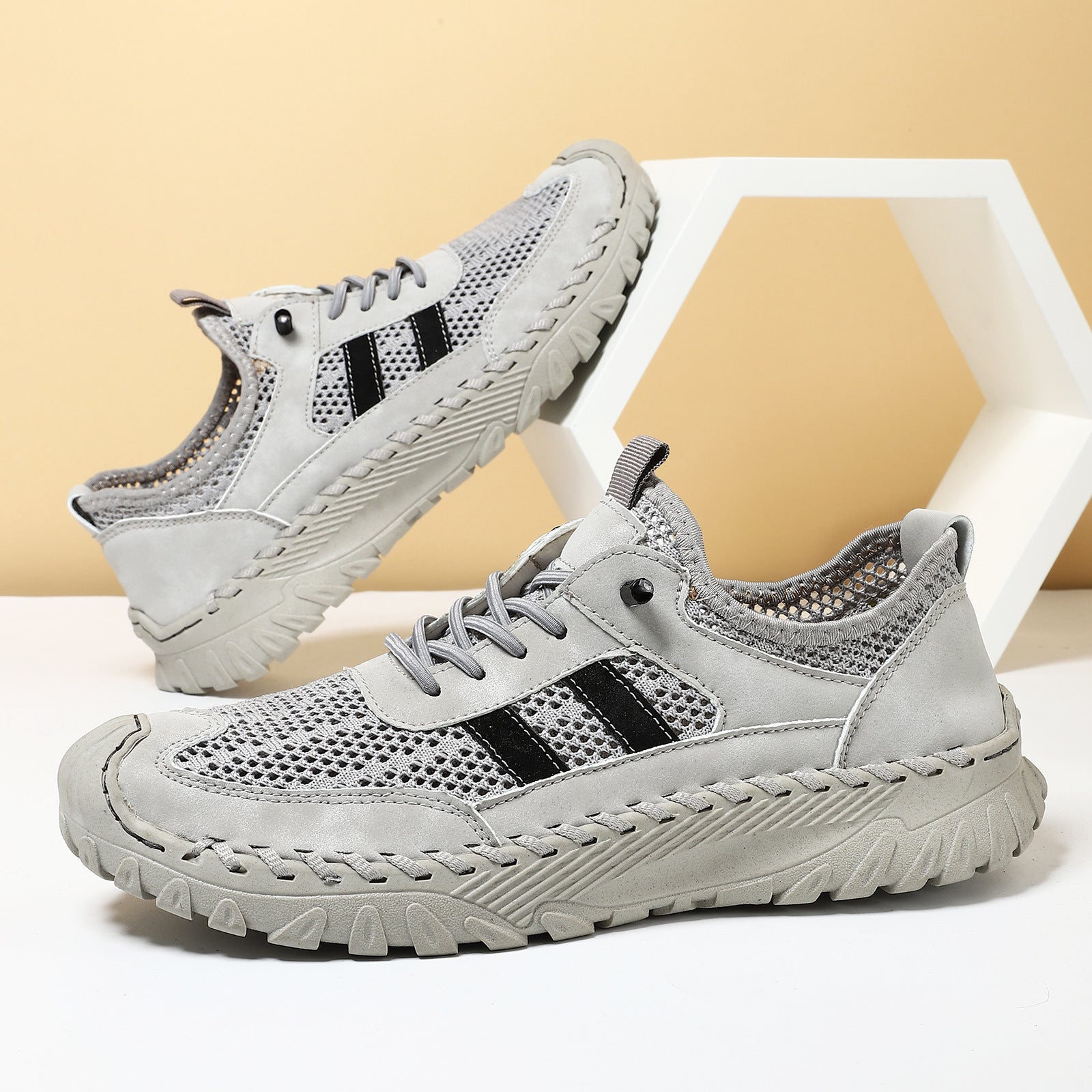 Chaussures Pour Hommes en Cuir de Vachette Plus Size en Maille de Mode Coréenne