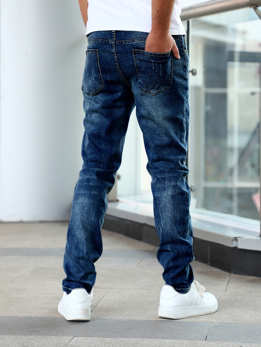 Pantalons Casual Bleus Slim Fit Stretch pour Jeunes