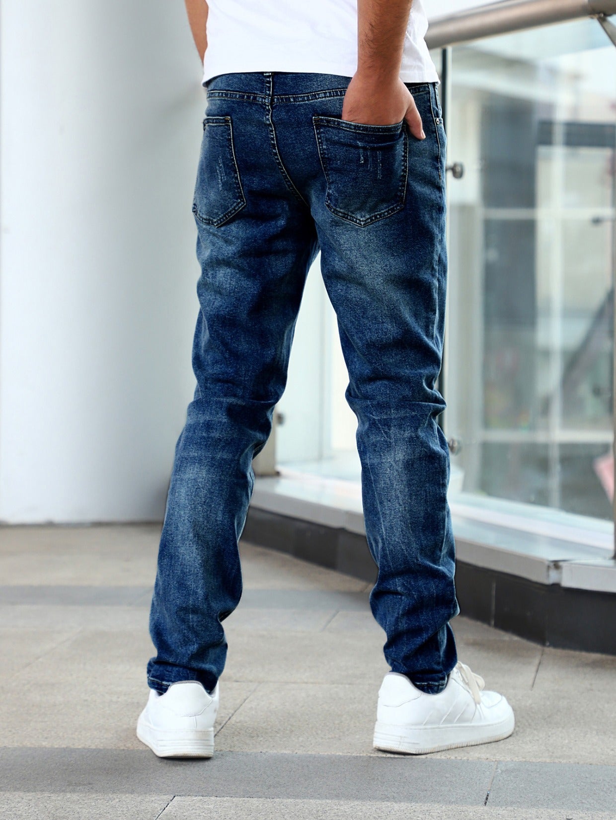 Pantalons Casual Bleus Slim Fit Stretch pour Jeunes