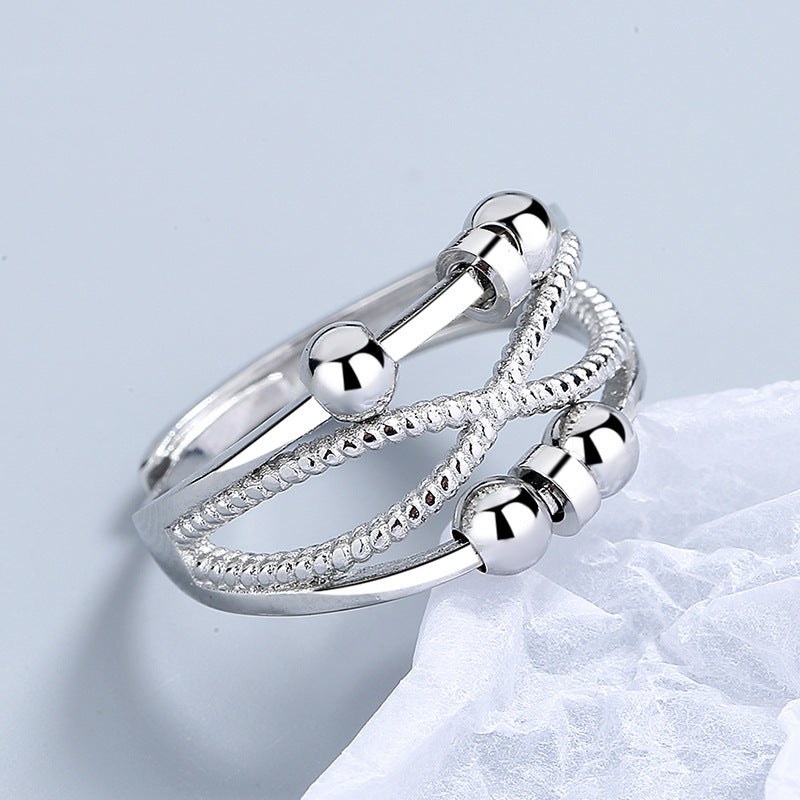 Bague Rotative avec Design Ouvert - Anneaux Antistress à Double Couche pour Femmes