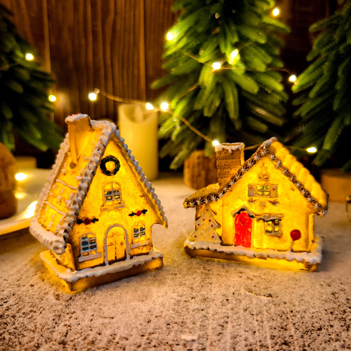 Ornements de Noël Maison Micro-Paysage Lumineuse