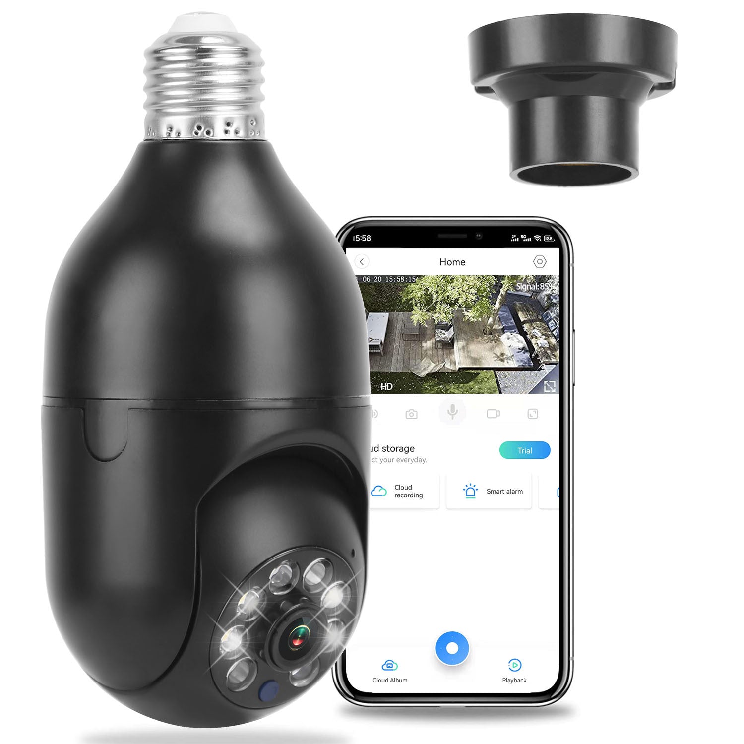 Caméra de Surveillance WiFi E27 1080P FHD avec Audio Bidirectionnel - Allomarc.com