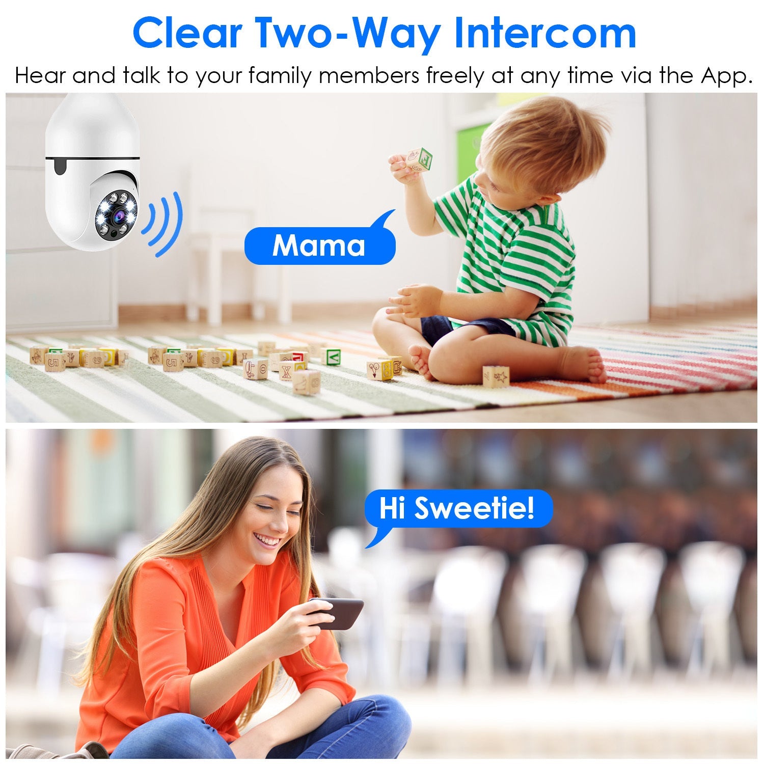 Caméra de Surveillance WiFi E27 1080P FHD avec Audio Bidirectionnel - Allomarc.com