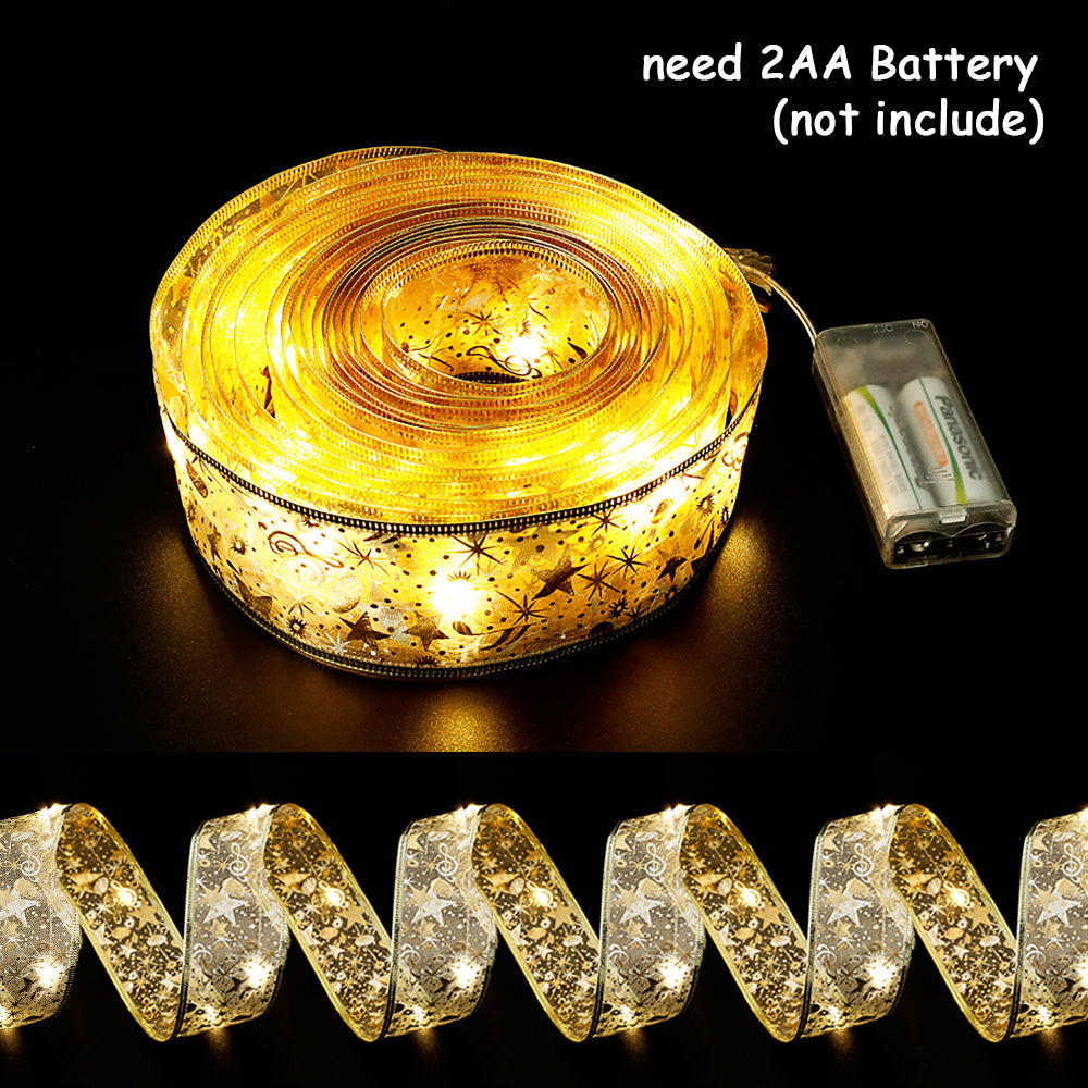 Noeud de Ruban Lumineux avec Guirlande Éclairée pour Noël