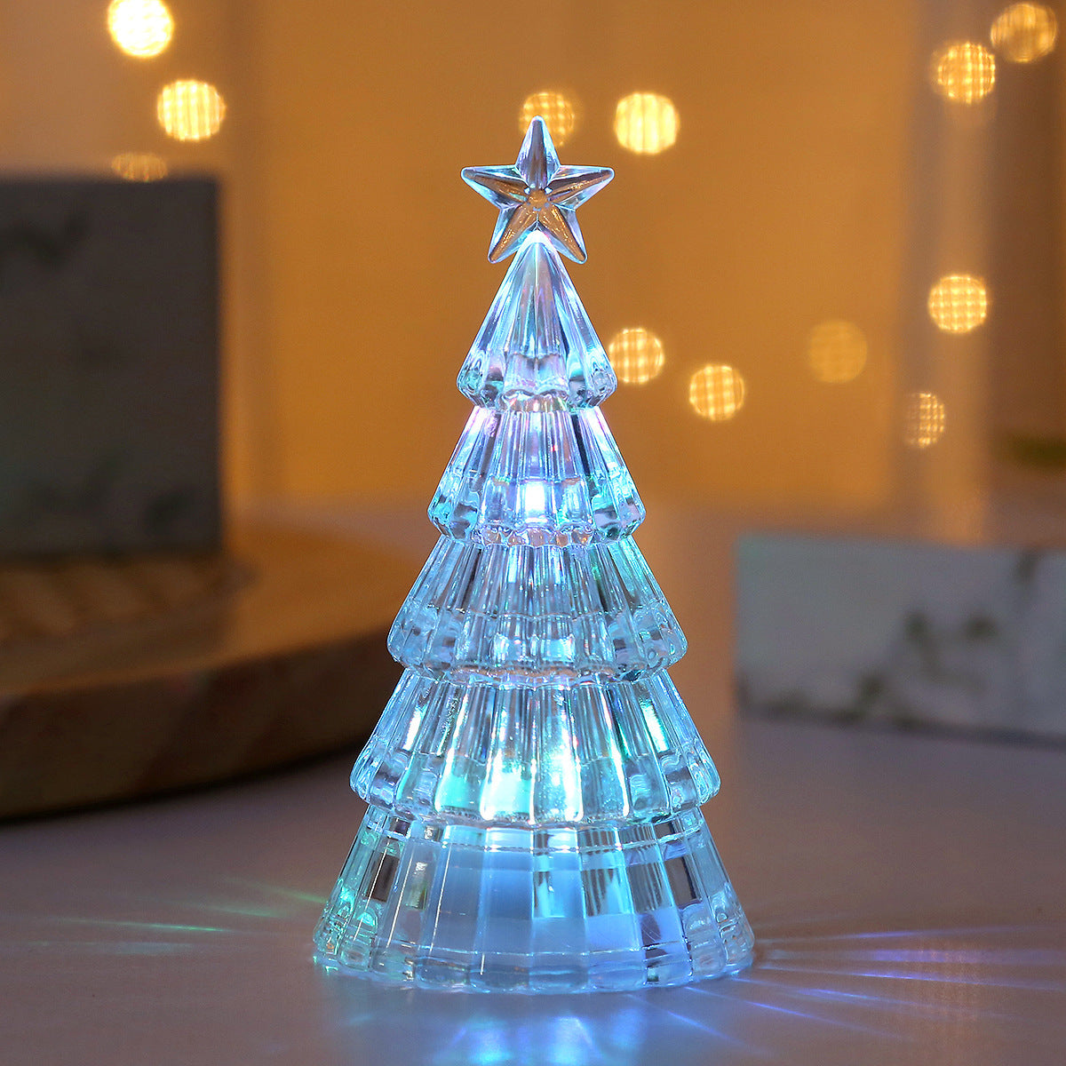 Lampe de Nuit en Cristal Émettant de la Lumière pour Décoration de Noël