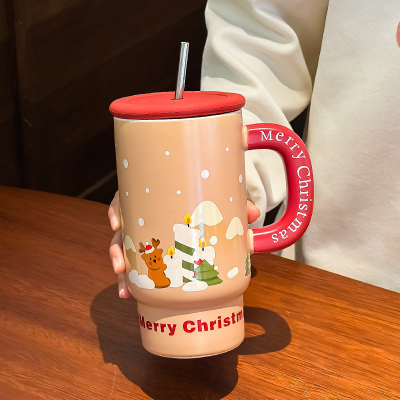 Tasse en Céramique Grande Capacité pour Cadeaux de Noël