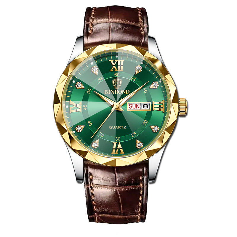 Montre Quartz Homme en Cuir Véritable Étanche - Style Affaires et Loisirs