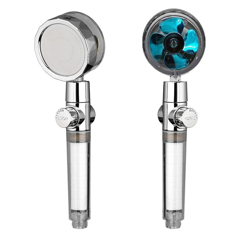 Douchette Turbo Propeller Économiseur d'Eau Haute Pression 360 Degrés avec Extension de Ventilateur