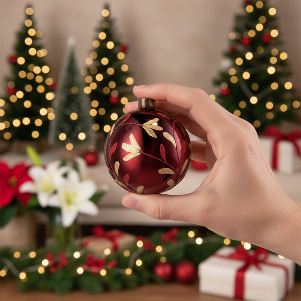 Ensemble de 4 Boules de Noël en Verre - Décorations de Sapin Brillantes