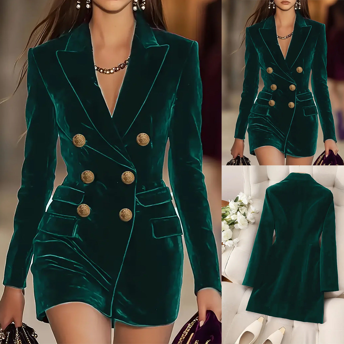 Robe de Costume Élégante à Manches Longues - Style Européen et Américain